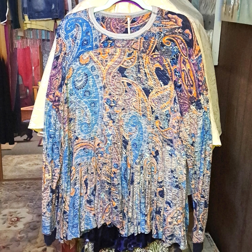 Free people "Making Circles" oversized paisley tunic tee